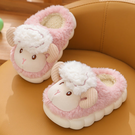 Children's Cotton Slippers Cute Cartoon Indoor Fluffy Slippers