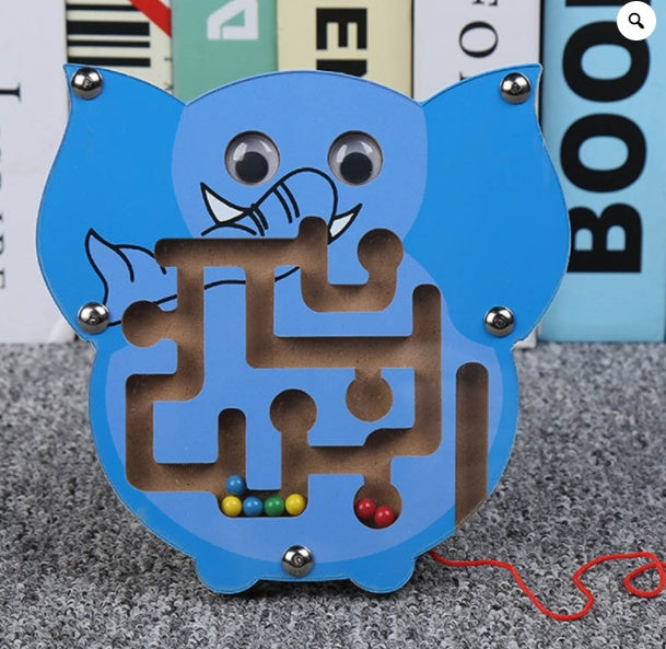 Children Magnetic Maze Toy Kids Wooden Puzzle Game Toy Kids Early Educational Brain Teaser Wooden Toy Intellectual Jigsaw Board