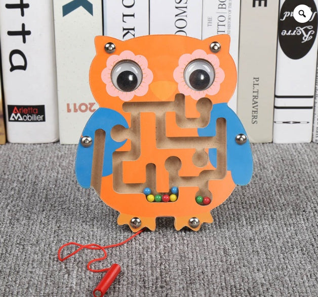 Children Magnetic Maze Toy Kids Wooden Puzzle Game Toy Kids Early Educational Brain Teaser Wooden Toy Intellectual Jigsaw Board