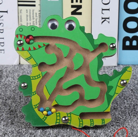 Children Magnetic Maze Toy Kids Wooden Puzzle Game Toy Kids Early Educational Brain Teaser Wooden Toy Intellectual Jigsaw Board