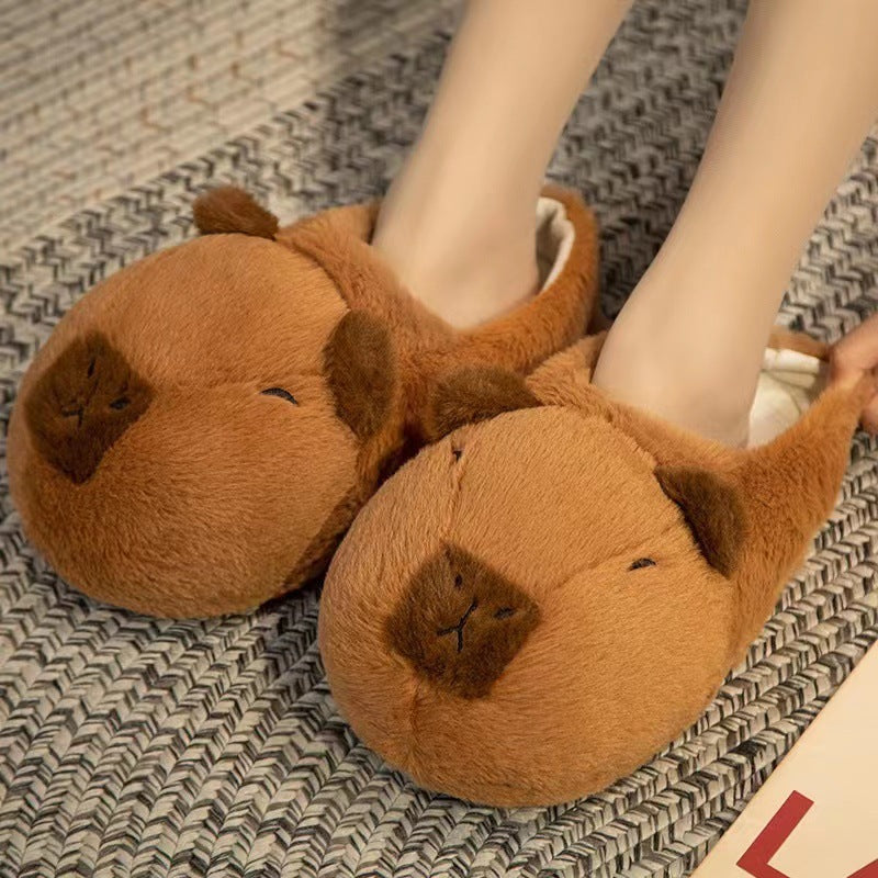 Bear Cotton Slippers Plush Slippers Kappibara Slippers Cartoon Capybara Cotton Slippers