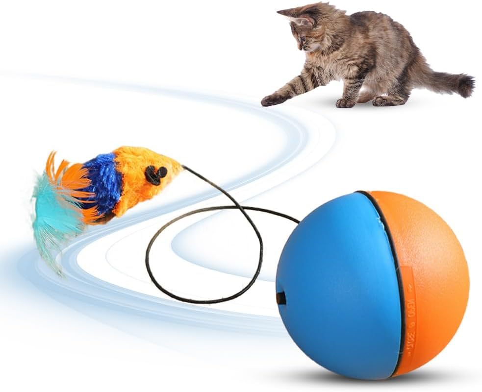 Interactive Cat Ball Toy Automatic Moving Dog Cat Balls Motion Activate Electric Cat Toy Cat Enrichment Toys For Bored Indoor Cats Dogs Smart Self Rolling Cat Ball Toys