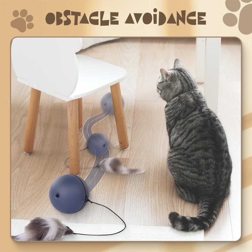 Interactive Cat Ball Toy Automatic Moving Dog Cat Balls Motion Activate Electric Cat Toy Cat Enrichment Toys For Bored Indoor Cats Dogs Smart Self Rolling Cat Ball Toys