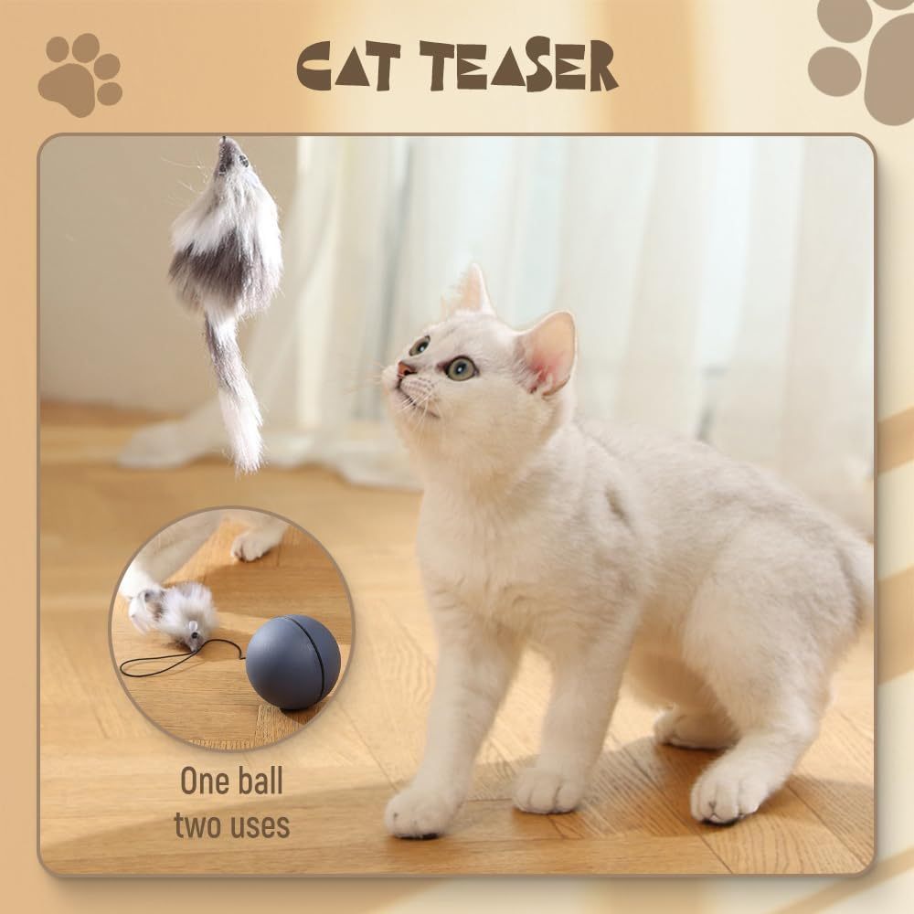 Interactive Cat Ball Toy Automatic Moving Dog Cat Balls Motion Activate Electric Cat Toy Cat Enrichment Toys For Bored Indoor Cats Dogs Smart Self Rolling Cat Ball Toys