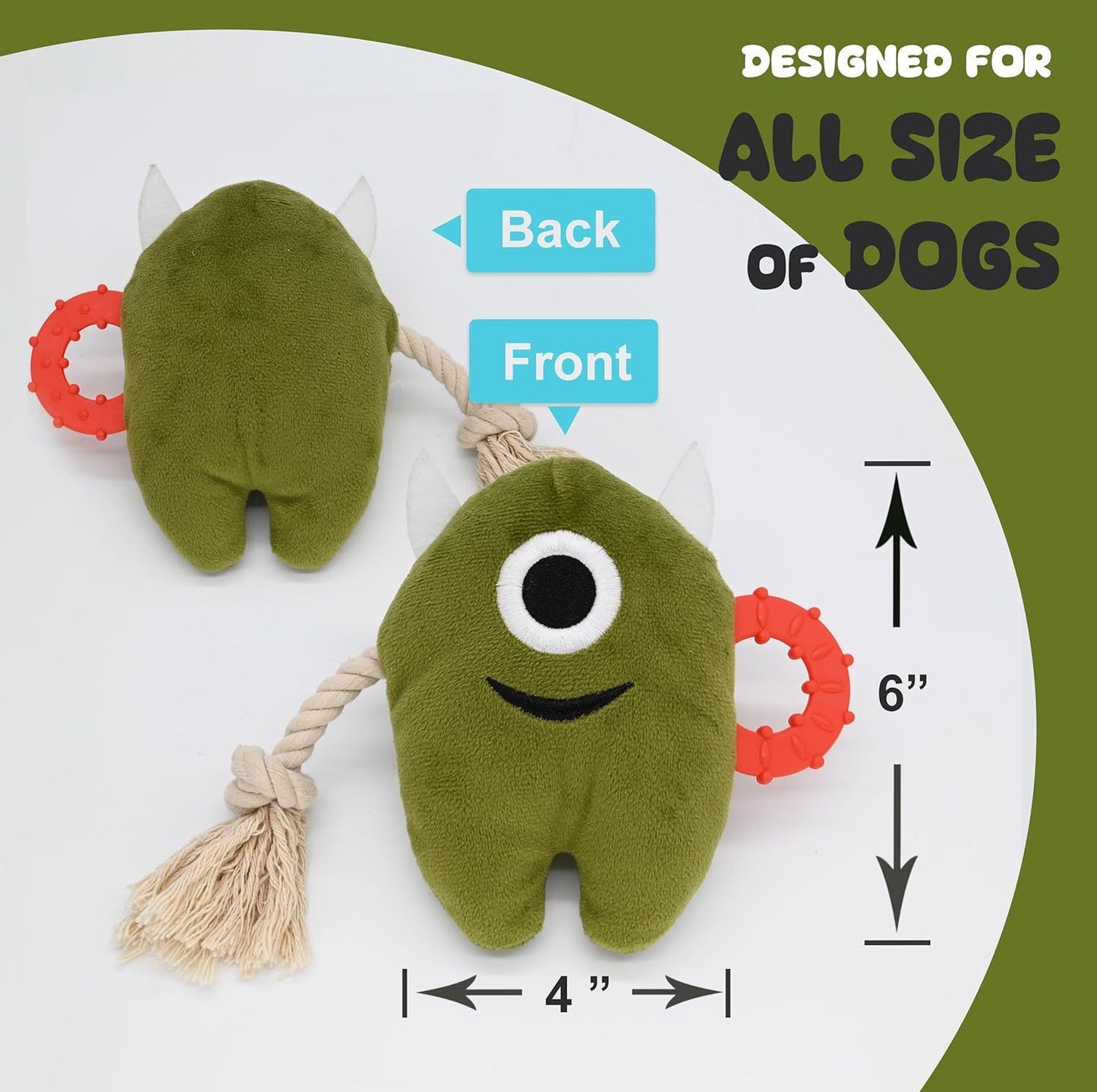 Large Dog Squeaky Chew Toys Stuffed Plush Dog Toys For Aggressive Chewers Durable Tug Of War Rope Toys Puppy Toys For Small, Medium Large Breed Monster Toys