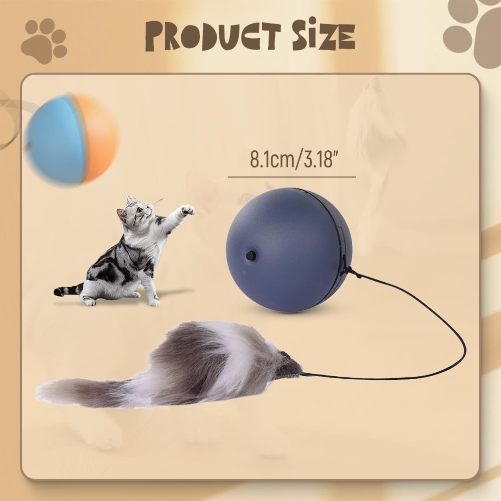 Interactive Cat Ball Toy Automatic Moving Dog Cat Balls Motion Activate Electric Cat Toy Cat Enrichment Toys For Bored Indoor Cats Dogs Smart Self Rolling Cat Ball Toys