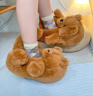 Bear Cotton Slippers Plush Slippers Kappibara Slippers Cartoon Capybara Cotton Slippers