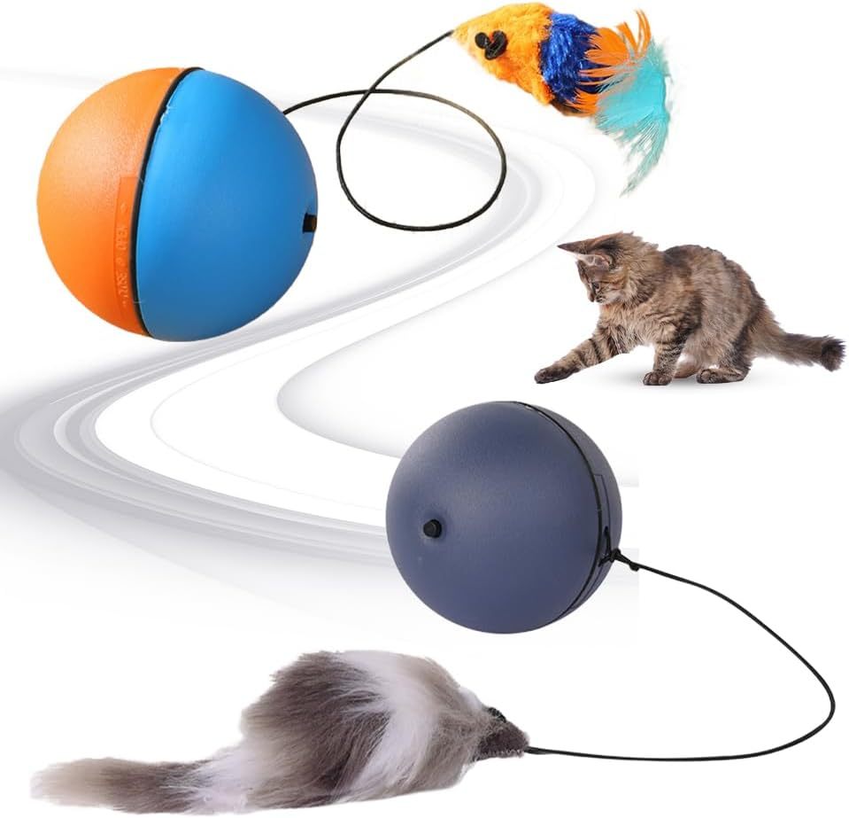 Interactive Cat Ball Toy Automatic Moving Dog Cat Balls Motion Activate Electric Cat Toy Cat Enrichment Toys For Bored Indoor Cats Dogs Smart Self Rolling Cat Ball Toys