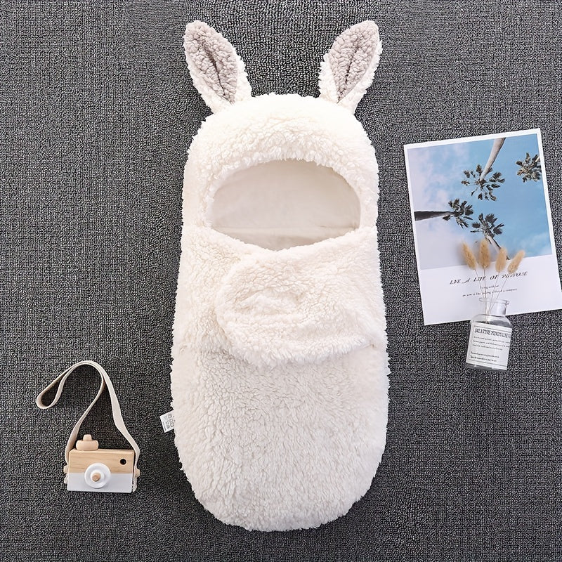 Super Soft Baby Sleeping Bag Fluffy Fleece Newborn Blanket Swaddle Blankets, Unisex Baby Wrap For Newborn Baby Boys Girls With Head-Protecting & Head-Supporting Function, Wearable Swaddle Sleep Sack