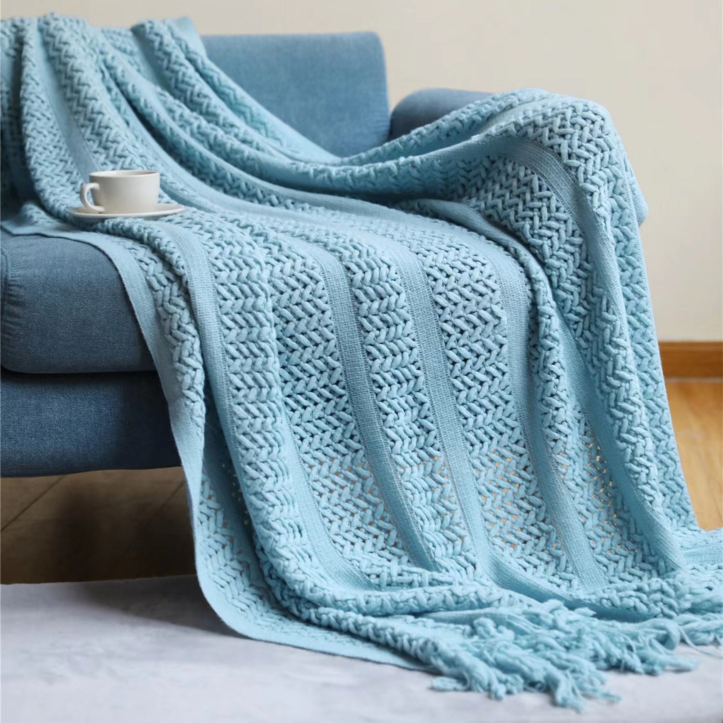 Sofa Blanket Bed Runner Solid Color Office Blanket Knitted Small Blanket Decoration B & B Bed Blanket