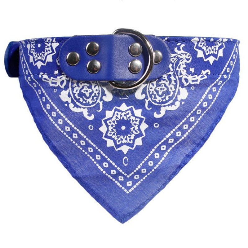 Dog PU Collar Print Triangle Scarf