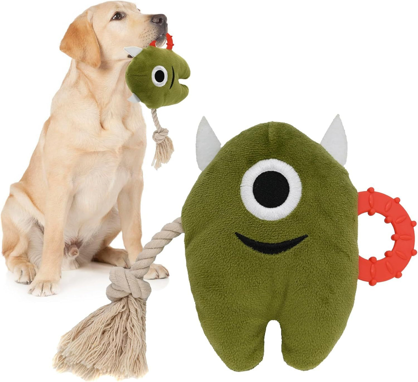 Large Dog Squeaky Chew Toys Stuffed Plush Dog Toys For Aggressive Chewers Durable Tug Of War Rope Toys Puppy Toys For Small, Medium Large Breed Monster Toys