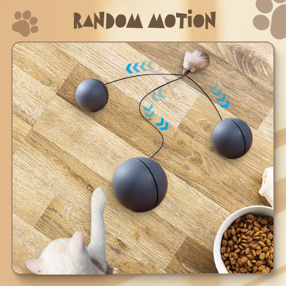 Interactive Cat Ball Toy Automatic Moving Dog Cat Balls Motion Activate Electric Cat Toy Cat Enrichment Toys For Bored Indoor Cats Dogs Smart Self Rolling Cat Ball Toys