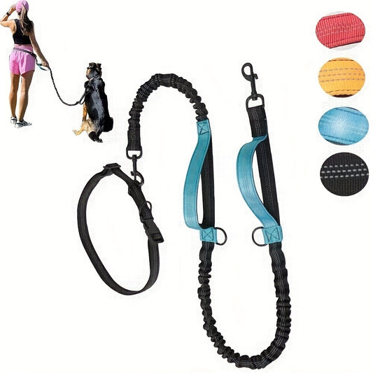 Hands-Free Dog Leash For Running & Walking - Durable Nylon, Adjustable Waist Belt, Ideal For Active Pets