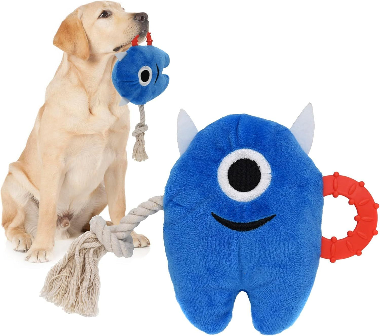 Large Dog Squeaky Chew Toys Stuffed Plush Dog Toys For Aggressive Chewers Durable Tug Of War Rope Toys Puppy Toys For Small, Medium Large Breed Monster Toys