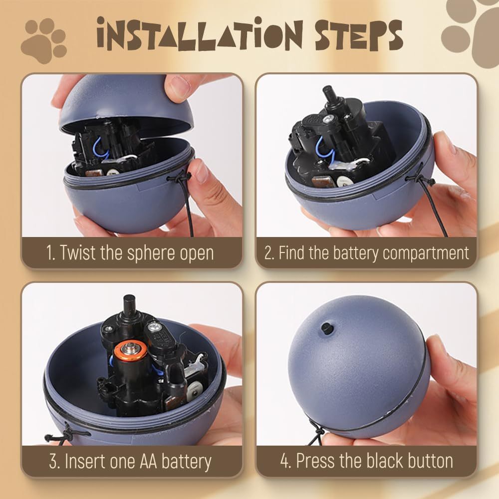 Interactive Cat Ball Toy Automatic Moving Dog Cat Balls Motion Activate Electric Cat Toy Cat Enrichment Toys For Bored Indoor Cats Dogs Smart Self Rolling Cat Ball Toys