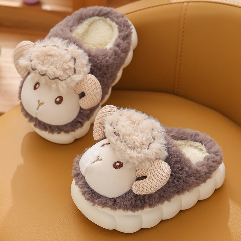 Children's Cotton Slippers Cute Cartoon Indoor Fluffy Slippers