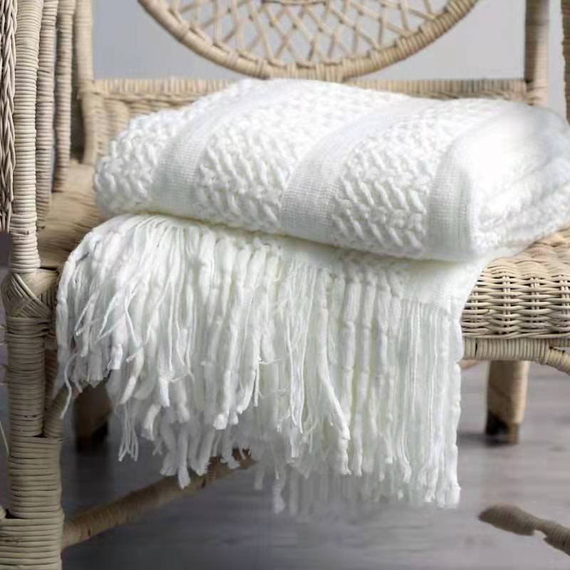 Sofa Blanket Bed Runner Solid Color Office Blanket Knitted Small Blanket Decoration B & B Bed Blanket